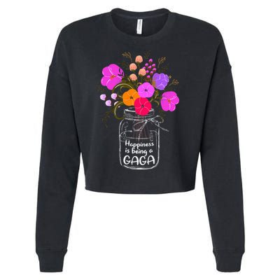 Happiness Is Being A Gaga Gift For Grandma Mom Flower Cropped Pullover Crew