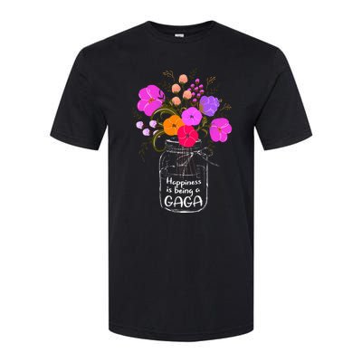 Happiness Is Being A Gaga Gift For Grandma Mom Flower Softstyle® CVC T-Shirt