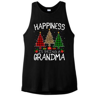 Happiness Is Being A Grandma Christmas Tree Leopard Plaid Funny Gift Ladies PosiCharge Tri-Blend Wicking Tank