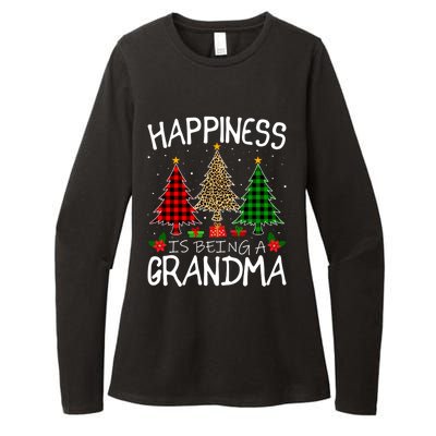 Happiness Is Being A Grandma Christmas Tree Leopard Plaid Funny Gift Womens CVC Long Sleeve Shirt