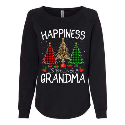 Happiness Is Being A Grandma Christmas Tree Leopard Plaid Funny Gift Womens California Wash Sweatshirt