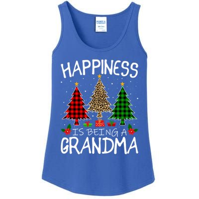 Happiness Is Being A Grandma Christmas Tree Leopard Plaid Funny Gift Ladies Essential Tank