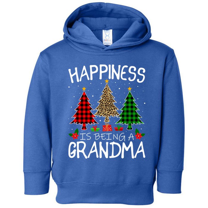 Happiness Is Being A Grandma Christmas Tree Leopard Plaid Funny Gift Toddler Hoodie