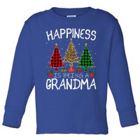 Happiness Is Being A Grandma Christmas Tree Leopard Plaid Funny Gift Toddler Long Sleeve Shirt