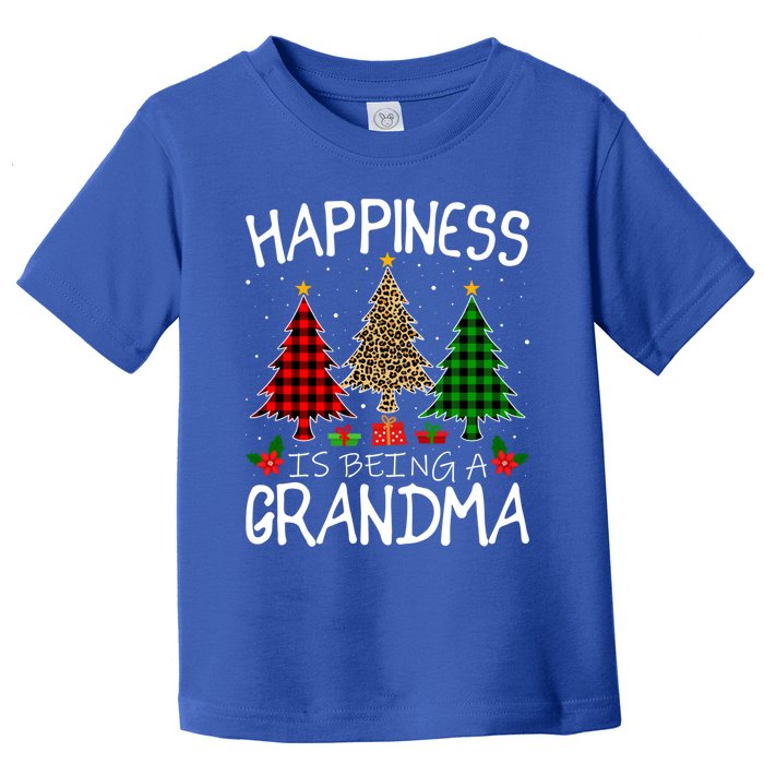 Happiness Is Being A Grandma Christmas Tree Leopard Plaid Funny Gift Toddler T-Shirt