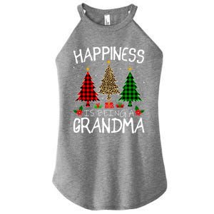 Happiness Is Being A Grandma Christmas Tree Leopard Plaid Funny Gift Women’s Perfect Tri Rocker Tank