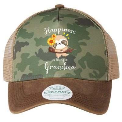 Happiness Is Being A Grandma Cute Sloth Flower Legacy Tie Dye Trucker Hat