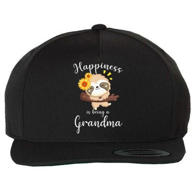 Happiness Is Being A Grandma Cute Sloth Flower Wool Snapback Cap