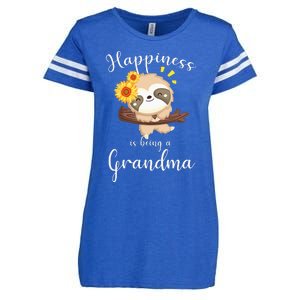 Happiness Is Being A Grandma Cute Sloth Flower Enza Ladies Jersey Football T-Shirt