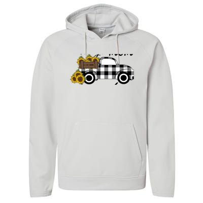 Happiness is being a Mom and Grandma Funny Sunflower Grandma Performance Fleece Hoodie