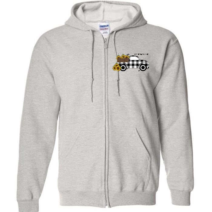 Happiness is being a Mom and Grandma Funny Sunflower Grandma Full Zip Hoodie