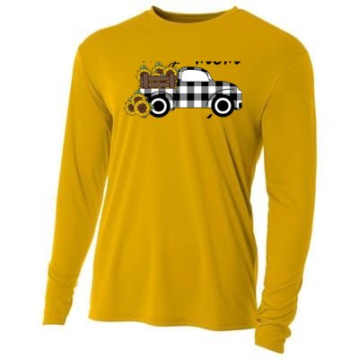 Happiness is being a Mom and Grandma Funny Sunflower Grandma Cooling Performance Long Sleeve Crew