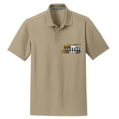 Happiness is being a Mom and Grandma Funny Sunflower Grandma Dry Zone Grid Polo