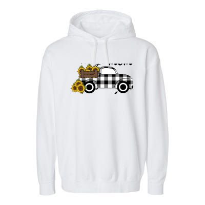 Happiness is being a Mom and Grandma Funny Sunflower Grandma Garment-Dyed Fleece Hoodie