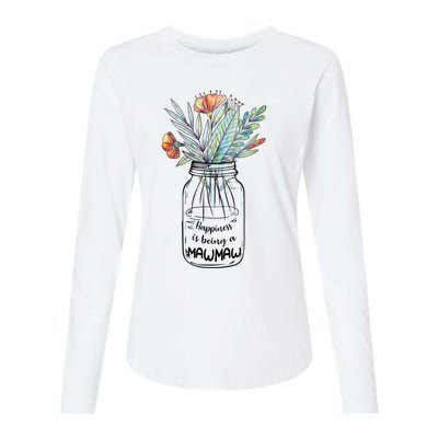 Happiness Is Being A Mawmaw Floral Womens Cotton Relaxed Long Sleeve T-Shirt