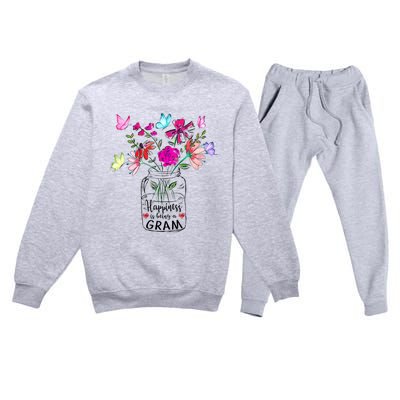 Happiness Is Being Gram Life Flower Art Gram MotherS Day Premium Crewneck Sweatsuit Set