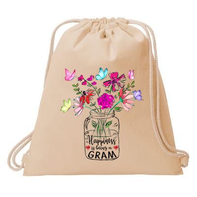 Happiness Is Being Gram Life Flower Art Gram MotherS Day Drawstring Bag