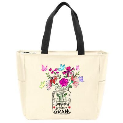 Happiness Is Being Gram Life Flower Art Gram MotherS Day Zip Tote Bag