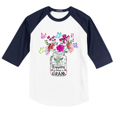 Happiness Is Being Gram Life Flower Art Gram MotherS Day Baseball Sleeve Shirt