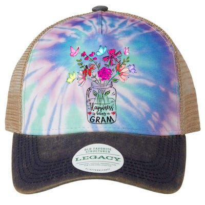 Happiness Is Being Gram Life Flower Art Gram MotherS Day Legacy Tie Dye Trucker Hat