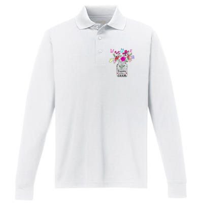 Happiness Is Being Gram Life Flower Art Gram MotherS Day Performance Long Sleeve Polo