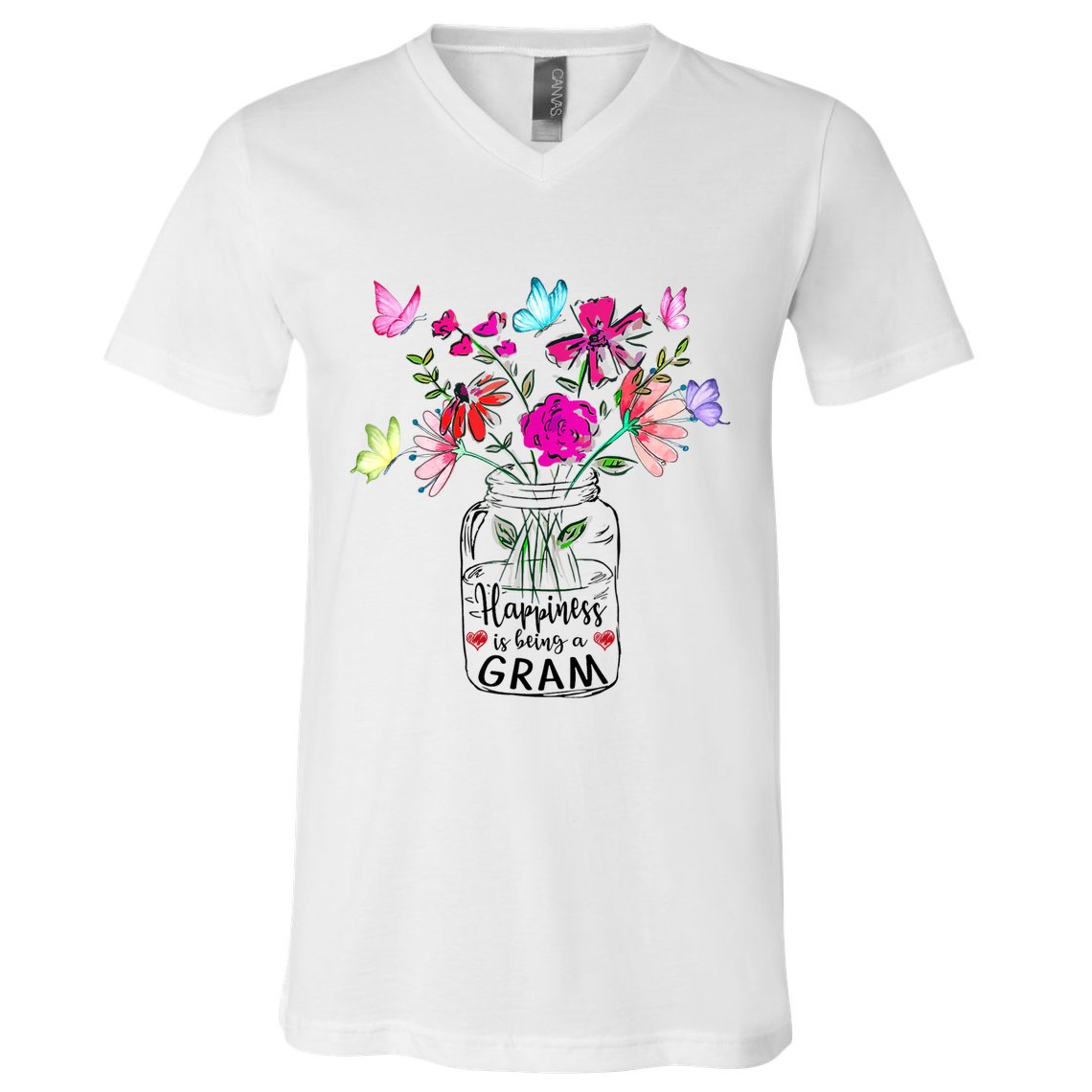 Happiness Is Being Gram Life Flower Art Gram MotherS Day V-Neck T-Shirt
