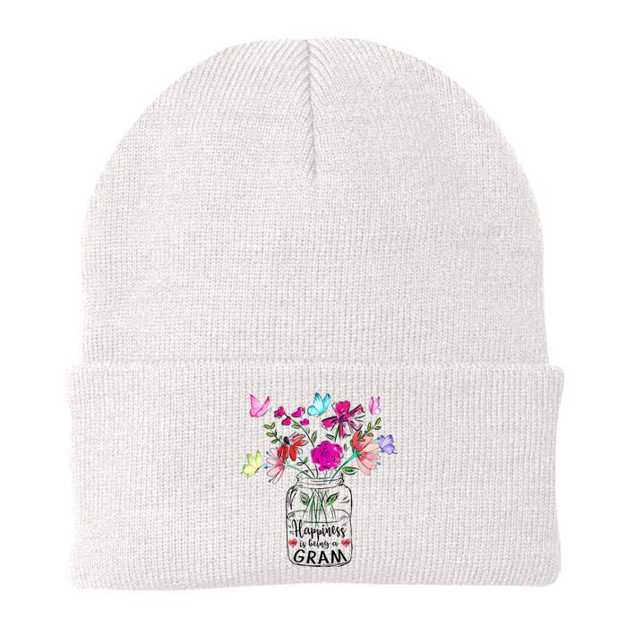 Happiness Is Being Gram Life Flower Art Gram MotherS Day Knit Cap Winter Beanie