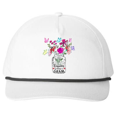 Happiness Is Being Gram Life Flower Art Gram MotherS Day Snapback Five-Panel Rope Hat