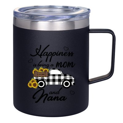 Happiness Is Being A Mom And Nana Cute Sunflower Grandma Gift 12oz Stainless Steel Coffee Mug
