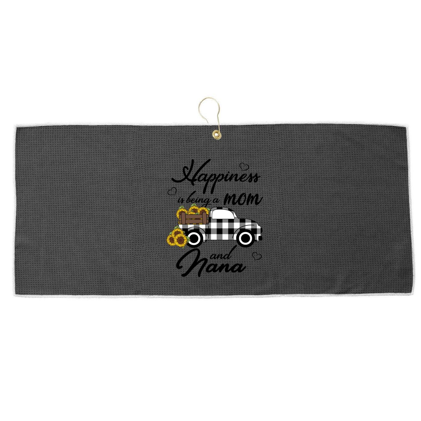 Happiness Is Being A Mom And Nana Cute Sunflower Grandma Gift Large Microfiber Waffle Golf Towel