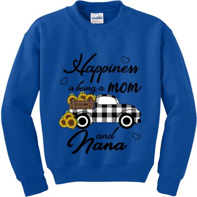Happiness Is Being A Mom And Nana Cute Sunflower Grandma Gift Kids Sweatshirt