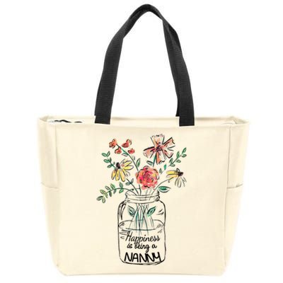 Happiness Is Being Nanny Life Flower Artgrandma Zip Tote Bag