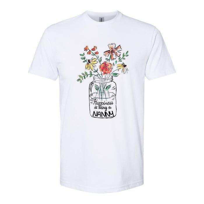 Happiness Is Being Nanny Life Flower Artgrandma Softstyle CVC T-Shirt