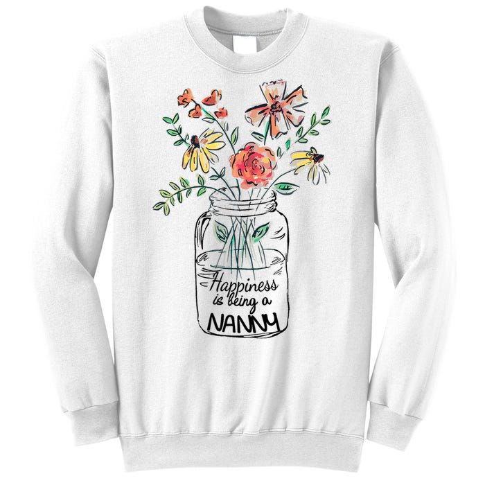 Happiness Is Being Nanny Life Flower Artgrandma Sweatshirt