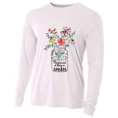 Happiness Is Being Nanny Life Flower Artgrandma Cooling Performance Long Sleeve Crew