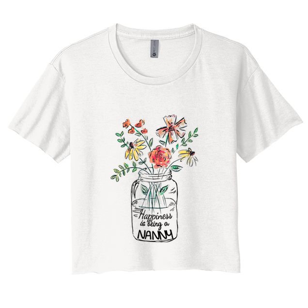 Happiness Is Being Nanny Life Flower Artgrandma Crop Top