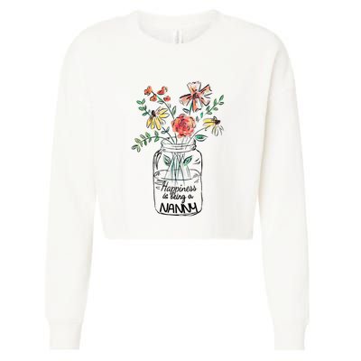 Happiness Is Being Nanny Life Flower Artgrandma Cropped Pullover Crew