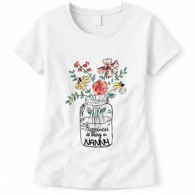 Happiness Is Being Nanny Life Flower Artgrandma Womens T-Shirt