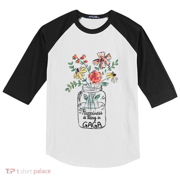 Happiness Is Being Gaga Life Flower Artgrandma Kids Colorblock Raglan Jersey
