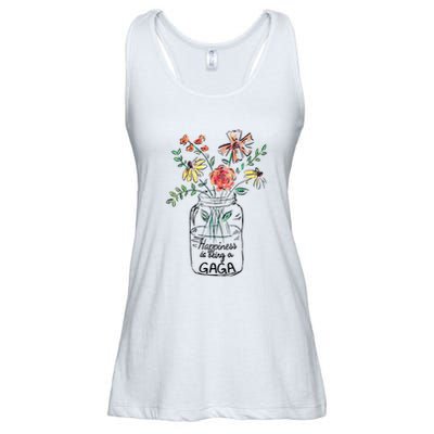 Happiness Is Being Gaga Life Flower Artgrandma Ladies Essential Flowy Tank