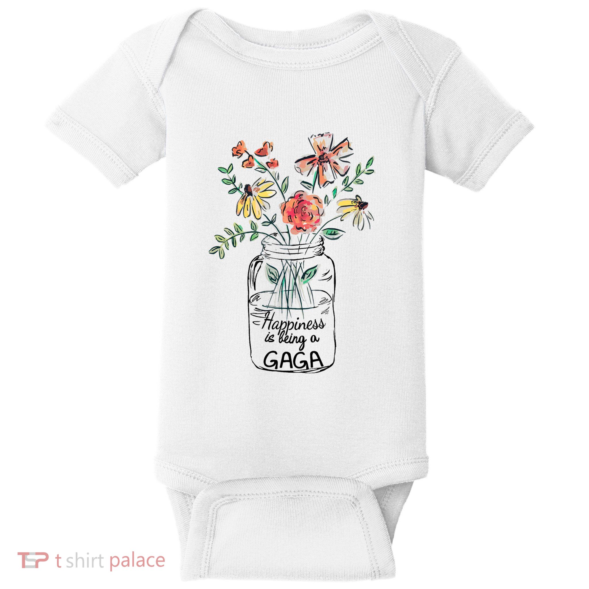 Happiness Is Being Gaga Life Flower Artgrandma Baby Bodysuit