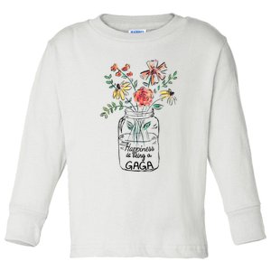 Happiness Is Being Gaga Life Flower Artgrandma Toddler Long Sleeve Shirt