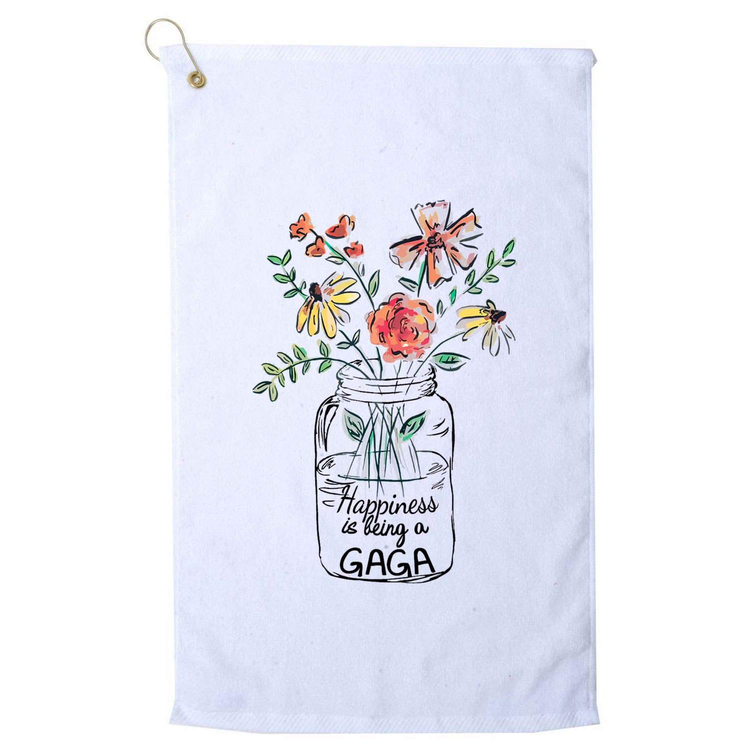Happiness Is Being Gaga Life Flower Artgrandma Golf Towel
