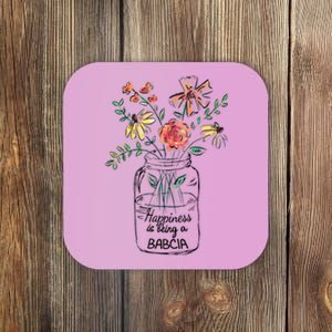 Happiness Is Being Babcia Life Flower Artgrandma Coaster