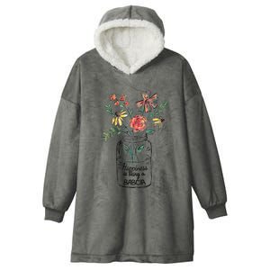 Happiness Is Being Babcia Life Flower Artgrandma Hooded Wearable Blanket