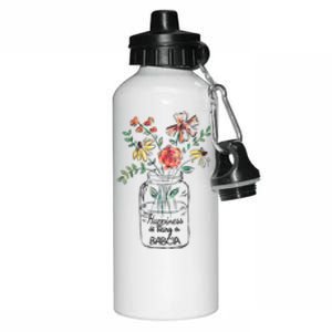 Happiness Is Being Babcia Life Flower Artgrandma Aluminum Water Bottle