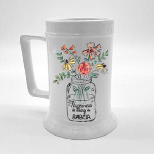 Happiness Is Being Babcia Life Flower Artgrandma Beer Stein