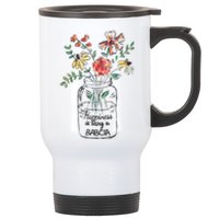 Happiness Is Being Babcia Life Flower Artgrandma Stainless Steel Travel Mug