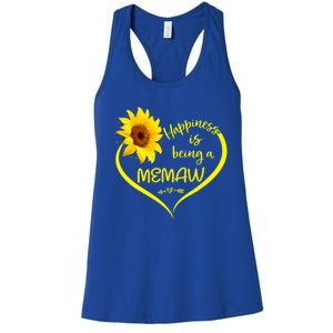 Happiness Is Being A Memaw Cute Sunflower Heart Memaw To Be Cute Gift Women's Racerback Tank