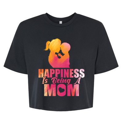 Happiness Is Being A Mom T Bella+Canvas Jersey Crop Tee